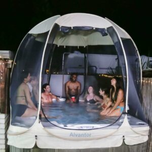 canopy tent to heat up inflatable hot tub