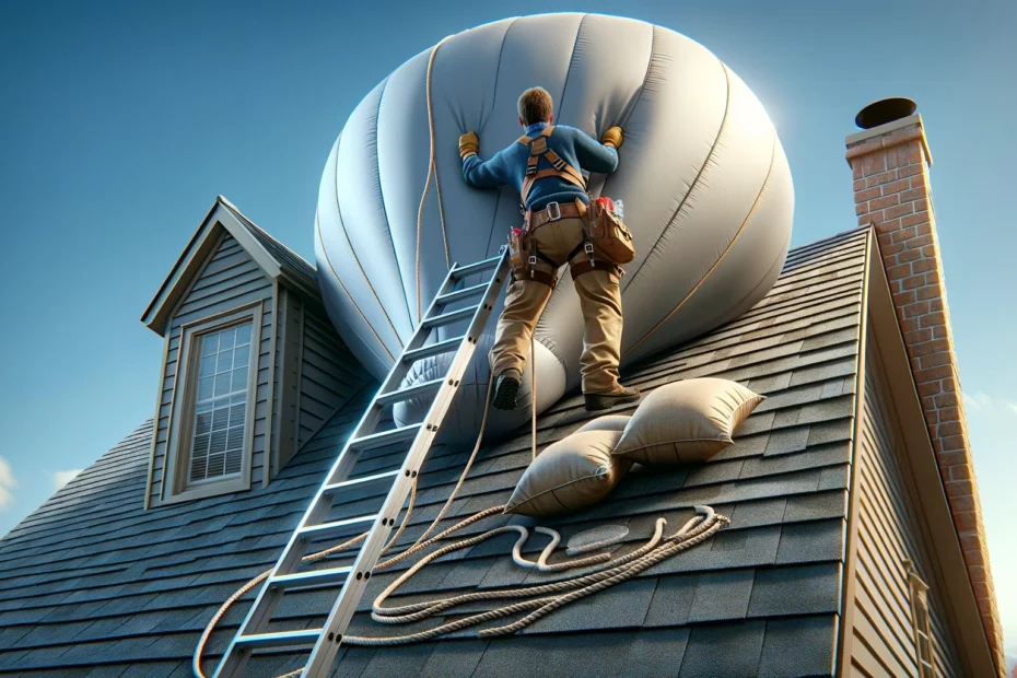 como montar decoração inflável no telhado